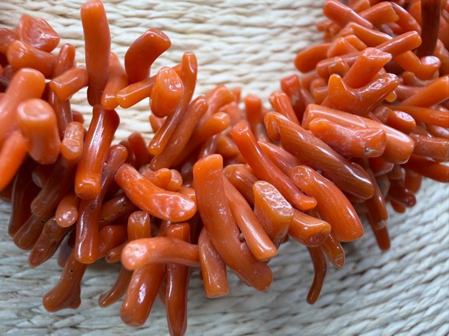 Natural Red Coral Multi Strand Branch Statement Necklace 16'L [Photo 2]