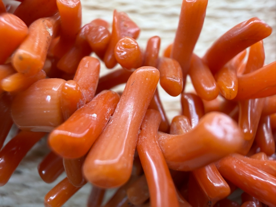 Natural Red Coral Multi Strand Branch Statement Necklace 16'L [Photo 3]