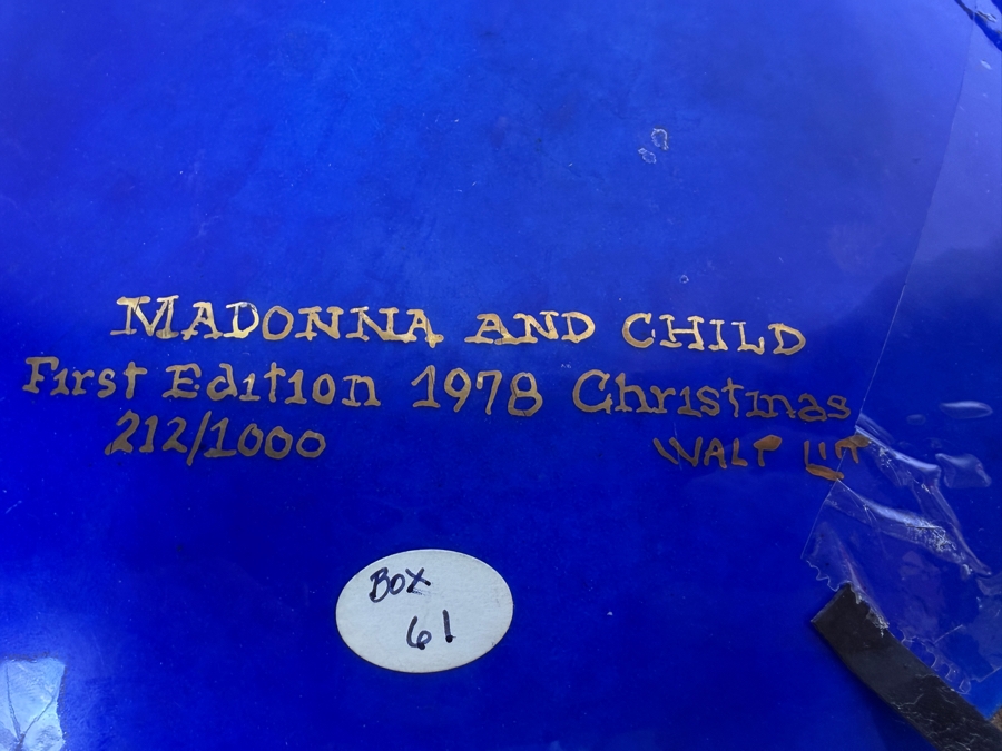 Vintage Walt Litt Enamel On Copper Plate First Edition 1978 Christmas Madonna And Child Numbered Plaque 212/1000 10'W [Photo 6]