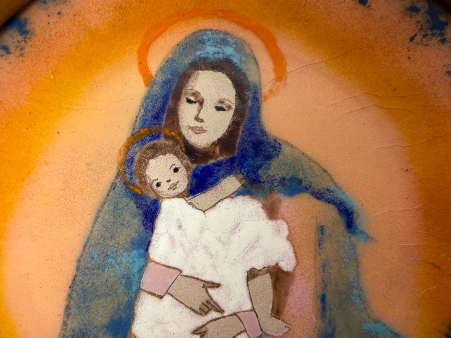 Vintage Walt Litt Enamel On Copper Plate First Edition 1978 Christmas Madonna And Child Numbered Plaque 212/1000 10'W [Photo 3]
