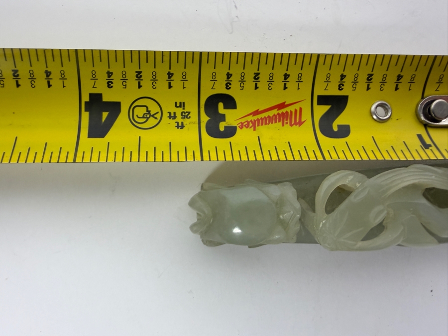 Vintage Chinese Carved Celadon Jade Openwork Dragon And Chilong Belt Hook 3'L 30.7g [Photo 4]