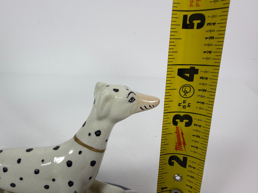 Vintage Staffordshire Style Reclining Dalmatian Porcelain Inkwell Pen Holder 5'W X 3.5'H [Photo 6]