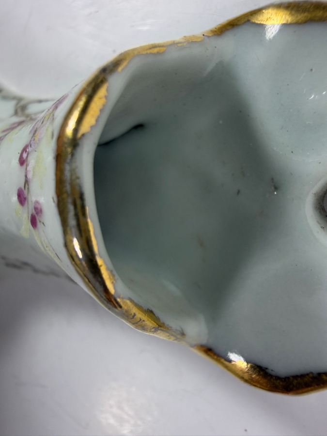 Vintage Chinese Famille Rose Hand Painted Porcelain Wall Pocket Vase Coat Hook 7.5'L [Photo 8]