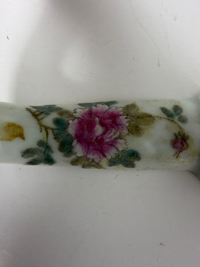 Vintage Chinese Famille Rose Hand Painted Porcelain Wall Pocket Vase Coat Hook 7.5'L [Photo 7]