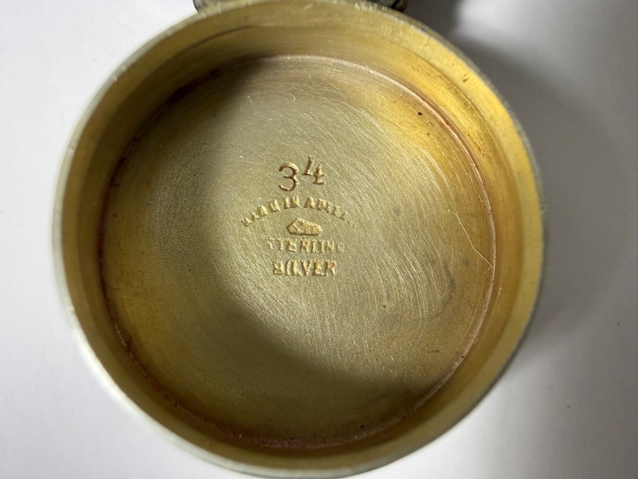 Vintage Art Deco Sterling Silver Vermeil Amethyst Purple Guilloche Enamel Vanity Powder Jar 13.5g [Photo 3]