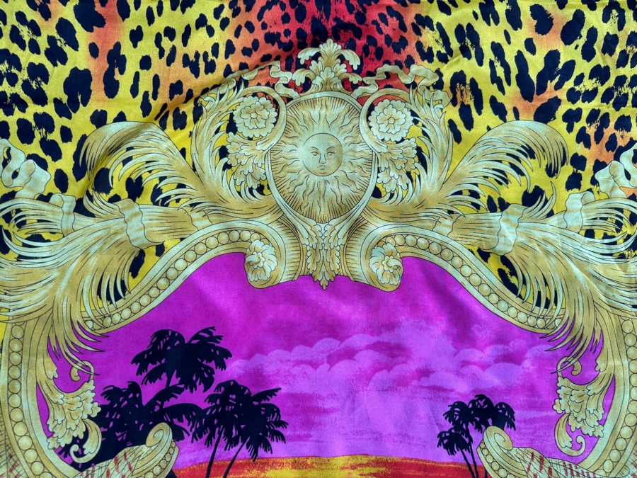 Just Added - Versace For H&M Limited Edition 2011 Miami Leopard Baroque Graphic Silk Square Scarf 36' X 36' [Photo 3]