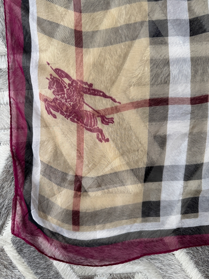 Just Added - Burberry Vintage Nova Check Lightweight Silk Chiffon Oblong Scarf 22' X 65' [Photo 2]