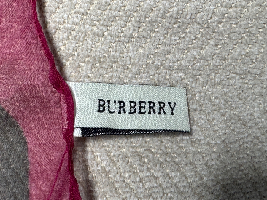 Just Added - Burberry Vintage Nova Check Lightweight Silk Chiffon Oblong Scarf 22' X 65' [Photo 3]