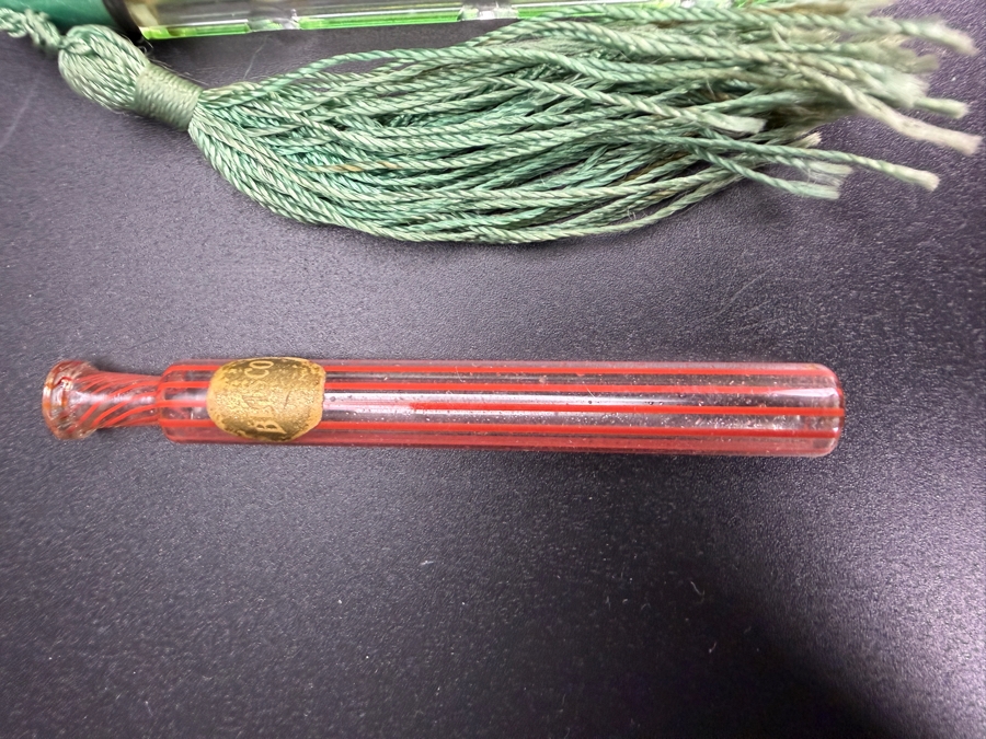 Collection Of Four Vintage And Antique Scent Vials Including Bourjois Evening In Paris And Green Guilloche Enamel Cap Bottles [Photo 2]