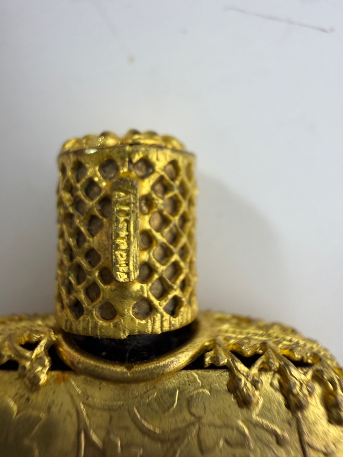 Collection Of Five Vintage And Antique Filigree Vanity Scent Bottles Including Petit Point And Jeweled Glass Flasks [Photo 7]