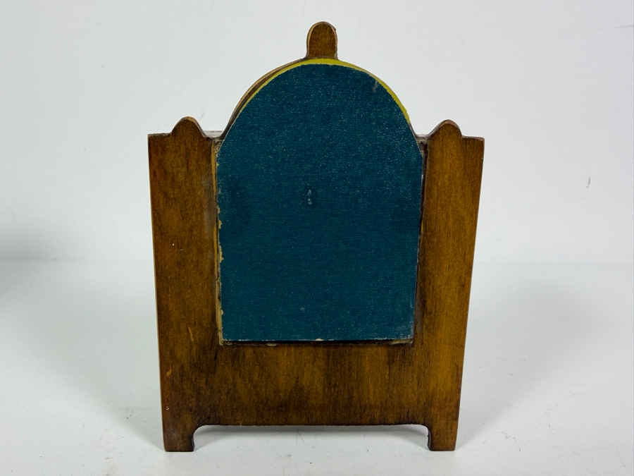 Vintage Shackman Japan Dollhouse Miniature Wooden Vanity Dressing Table Cabinet With Mirror And Six Assorted Knick Knacks [Photo 5]