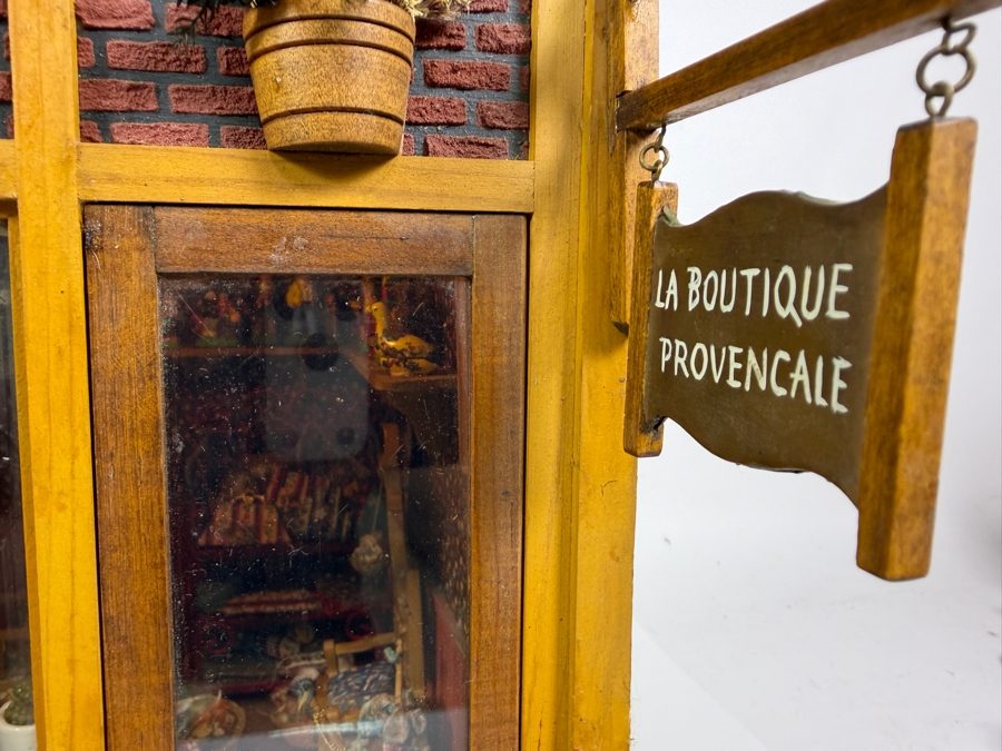 Vintage French Themed Diorama Room Box Shop Entitled La Boutique Provencale With Miniature Accessories And Figurines 11'W X 10.5'D X 13'H - See Photos [Photo 3]