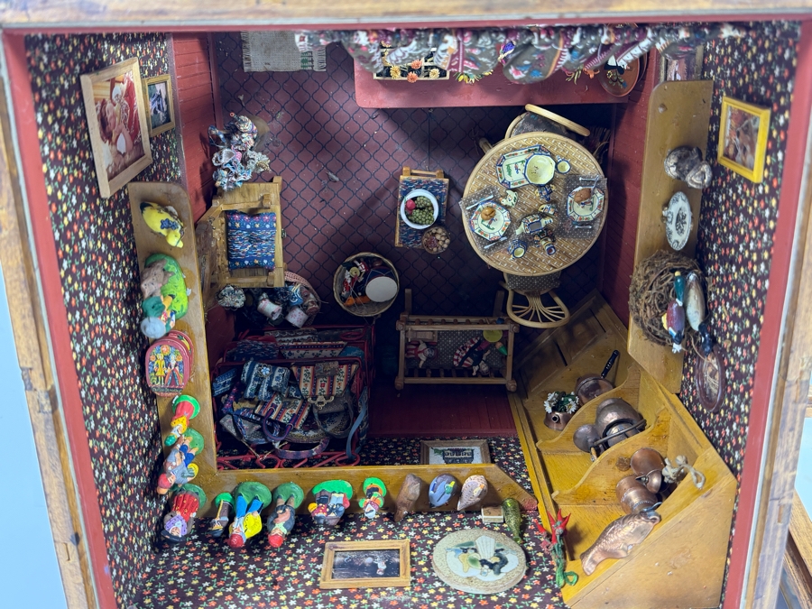 Vintage French Themed Diorama Room Box Shop Entitled La Boutique Provencale With Miniature Accessories And Figurines 11'W X 10.5'D X 13'H - See Photos [Photo 10]