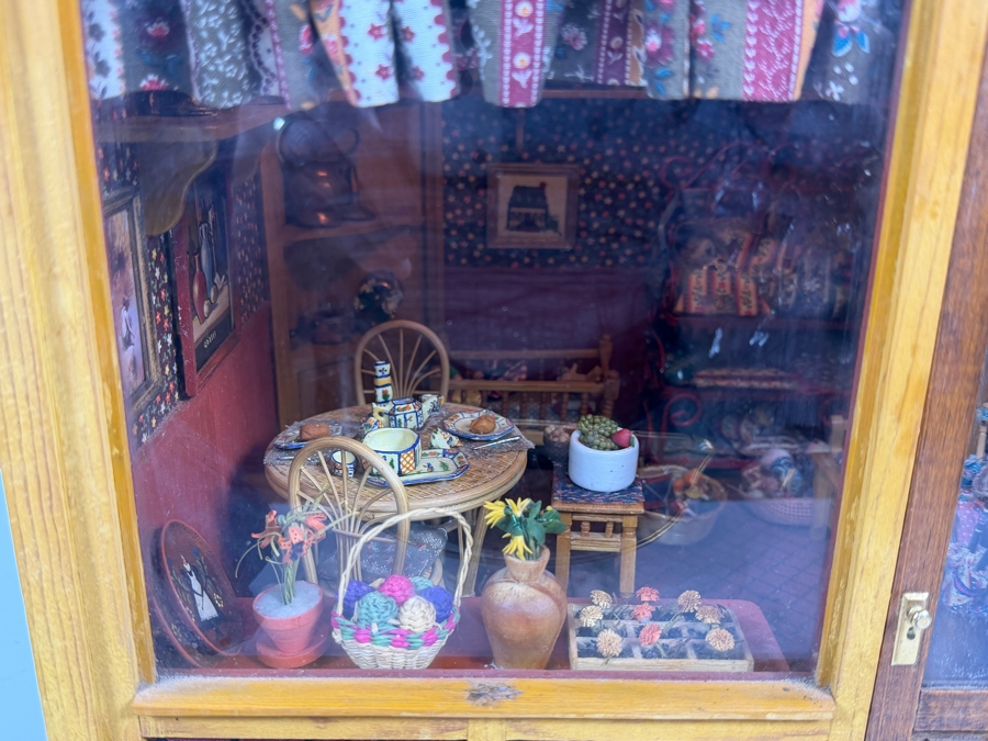 Vintage French Themed Diorama Room Box Shop Entitled La Boutique Provencale With Miniature Accessories And Figurines 11'W X 10.5'D X 13'H - See Photos [Photo 4]