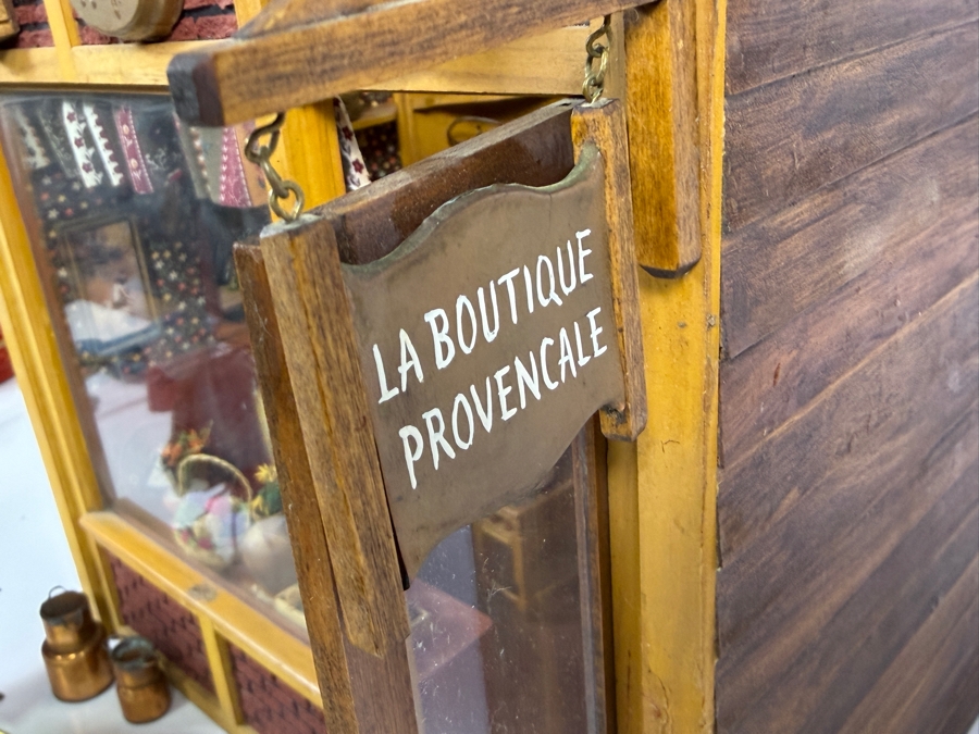 Vintage French Themed Diorama Room Box Shop Entitled La Boutique Provencale With Miniature Accessories And Figurines 11'W X 10.5'D X 13'H - See Photos [Photo 25]