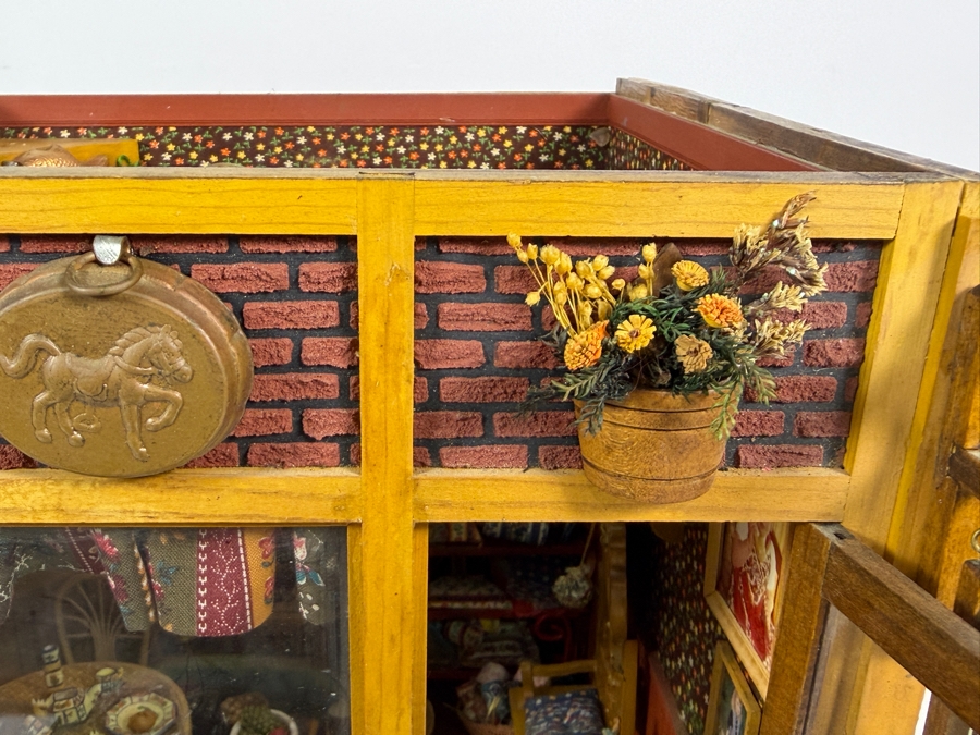 Vintage French Themed Diorama Room Box Shop Entitled La Boutique Provencale With Miniature Accessories And Figurines 11'W X 10.5'D X 13'H - See Photos [Photo 24]
