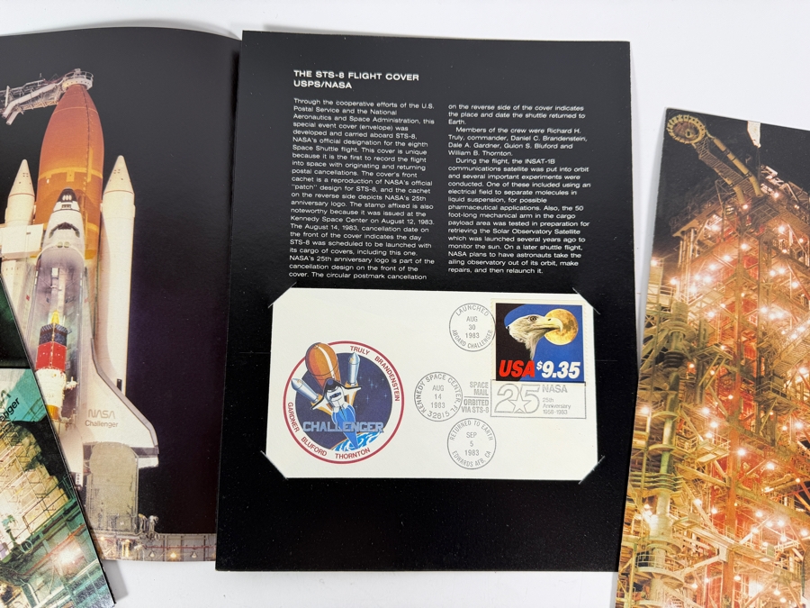 (3) Vintage 1983 Limited Edition STS-8 Flight First Day Covers Booklets Featuring the Space Shuttle Challenger with Special Postmarks from the Launch on August 30, 1983 - These Covers Were Flown Into Space During the STS-8 Mission [Photo 2]