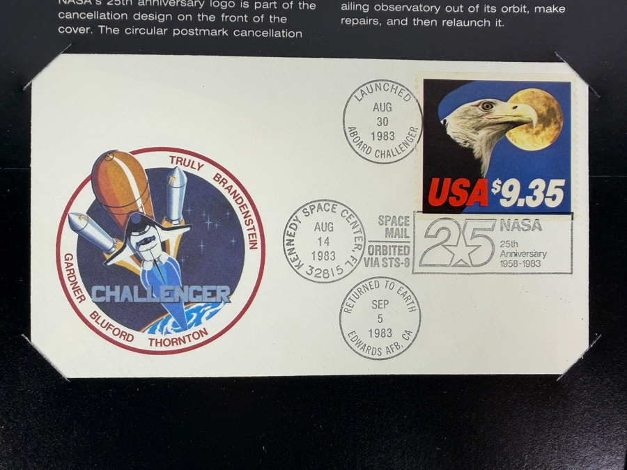 (3) Vintage 1983 Limited Edition STS-8 Flight First Day Covers Booklets Featuring the Space Shuttle Challenger with Special Postmarks from the Launch on August 30, 1983 - These Covers Were Flown Into Space During the STS-8 Mission [Photo 3]