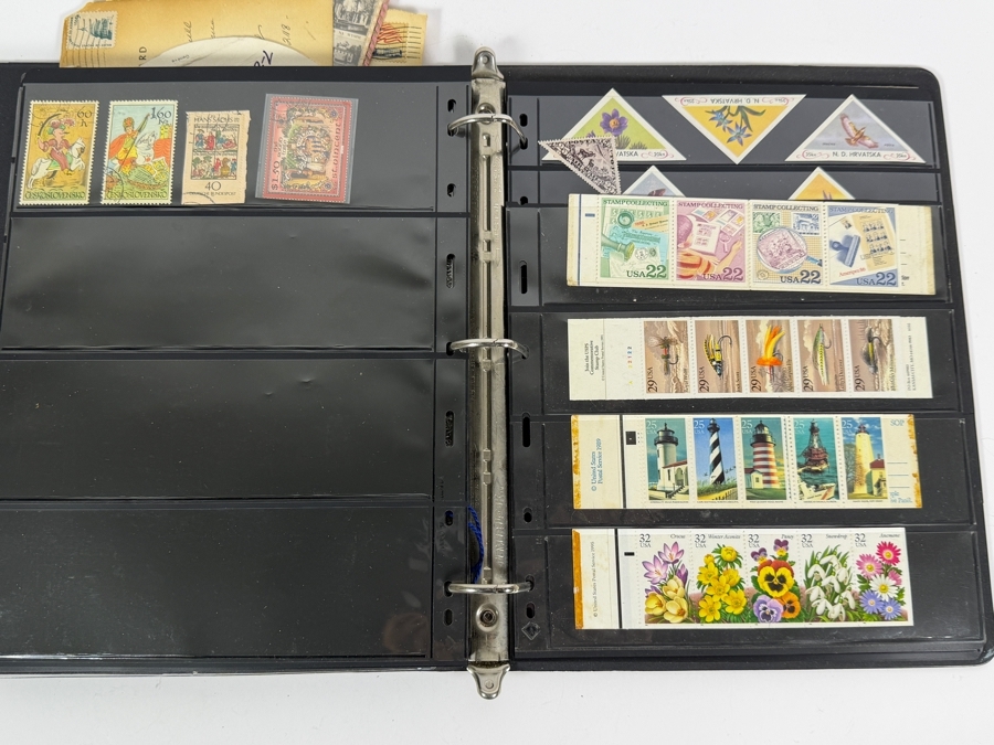 Collectible Binder Featuring Mint Postage Stamps, WWII German Stamps, Postcards, War Ration Books, WWII-era Aircraft Identification Cards, Perforated Initials (Perfin) Stamps and More - See Photos [Photo 26]