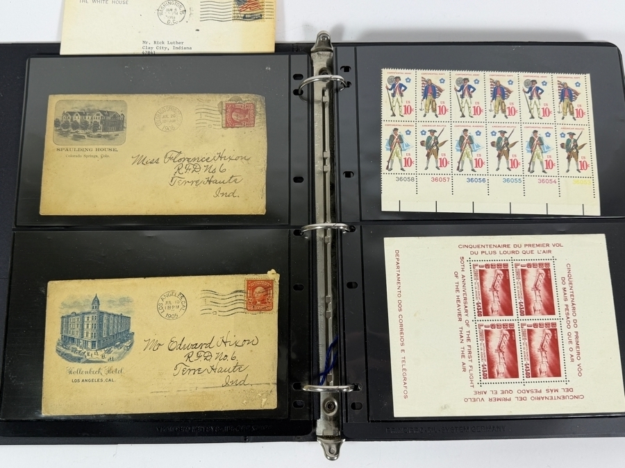 Collectible Binder Featuring Mint Postage Stamps, WWII German Stamps, Postcards, War Ration Books, WWII-era Aircraft Identification Cards, Perforated Initials (Perfin) Stamps and More - See Photos [Photo 7]