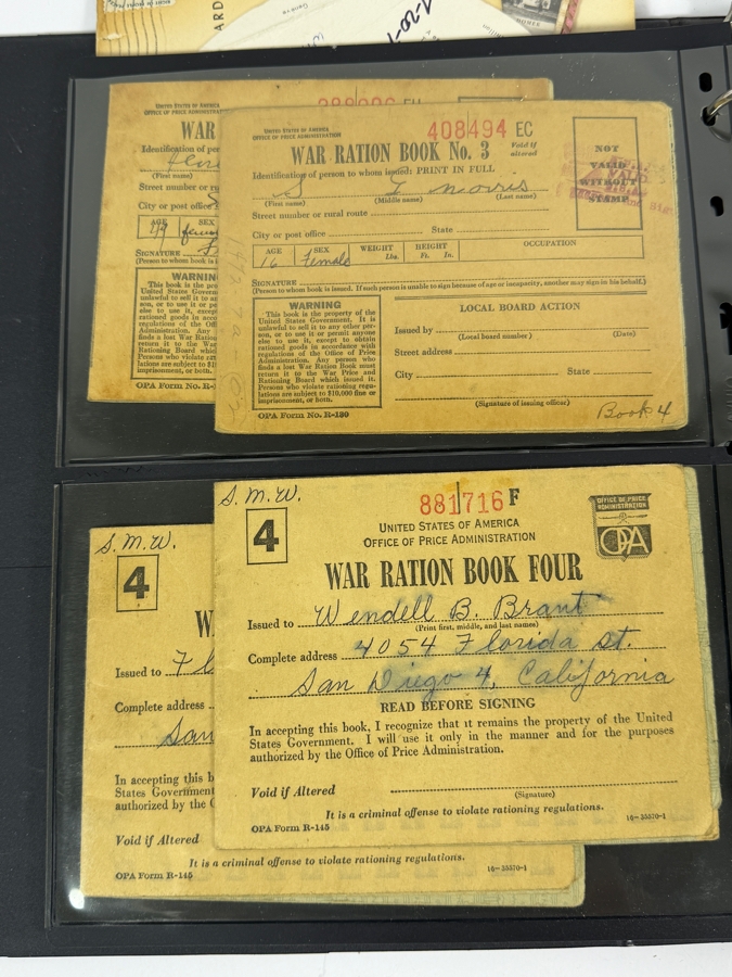 Collectible Binder Featuring Mint Postage Stamps, WWII German Stamps, Postcards, War Ration Books, WWII-era Aircraft Identification Cards, Perforated Initials (Perfin) Stamps and More - See Photos [Photo 11]