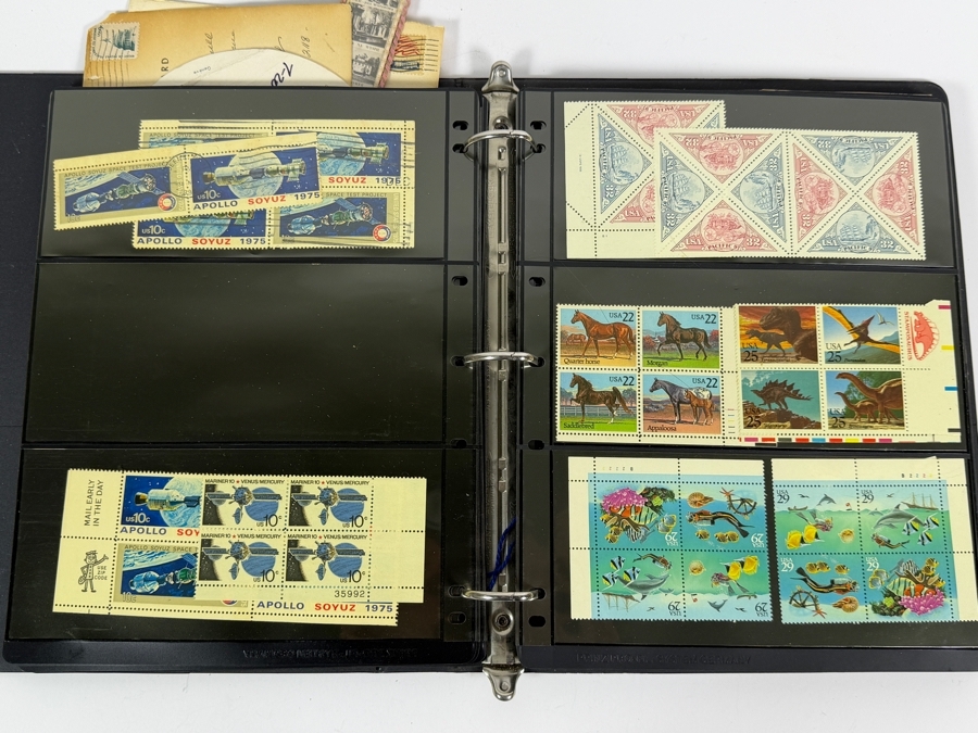 Collectible Binder Featuring Mint Postage Stamps, WWII German Stamps, Postcards, War Ration Books, WWII-era Aircraft Identification Cards, Perforated Initials (Perfin) Stamps and More - See Photos [Photo 14]