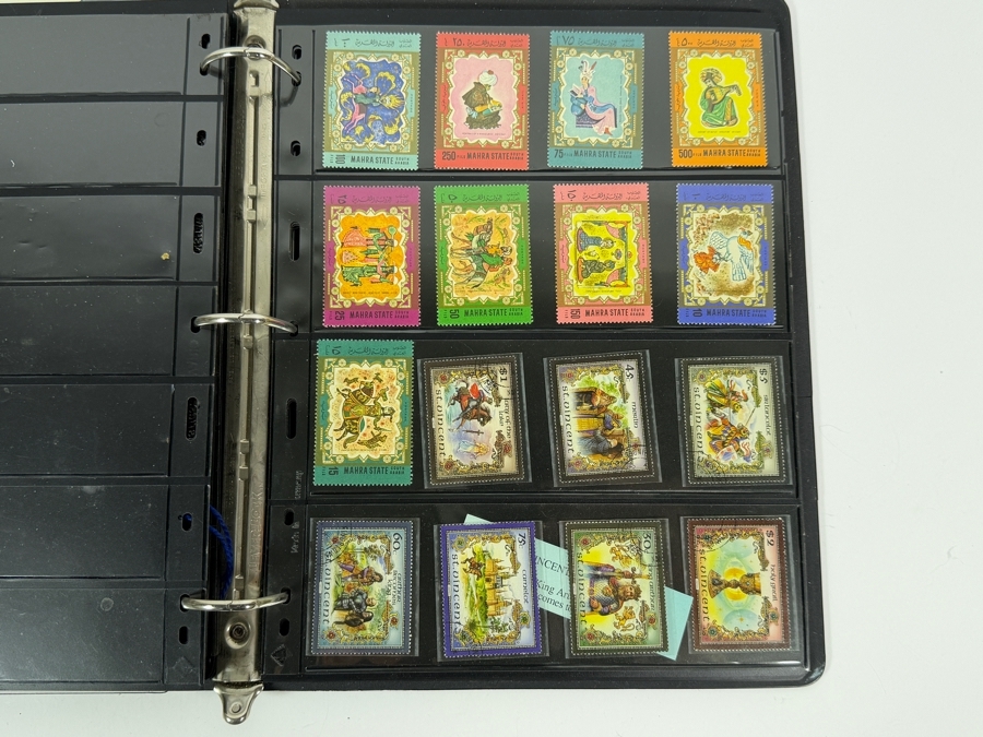 Collectible Binder Featuring Mint Postage Stamps, WWII German Stamps, Postcards, War Ration Books, WWII-era Aircraft Identification Cards, Perforated Initials (Perfin) Stamps and More - See Photos [Photo 25]
