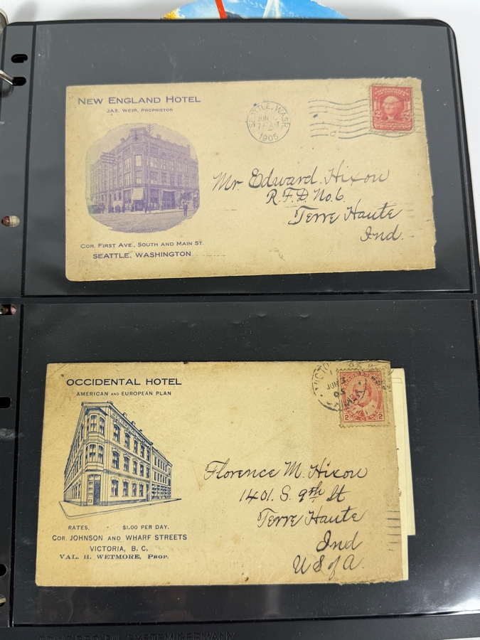 Collectible Binder Featuring Mint Postage Stamps, WWII German Stamps, Postcards, War Ration Books, WWII-era Aircraft Identification Cards, Perforated Initials (Perfin) Stamps and More - See Photos [Photo 6]