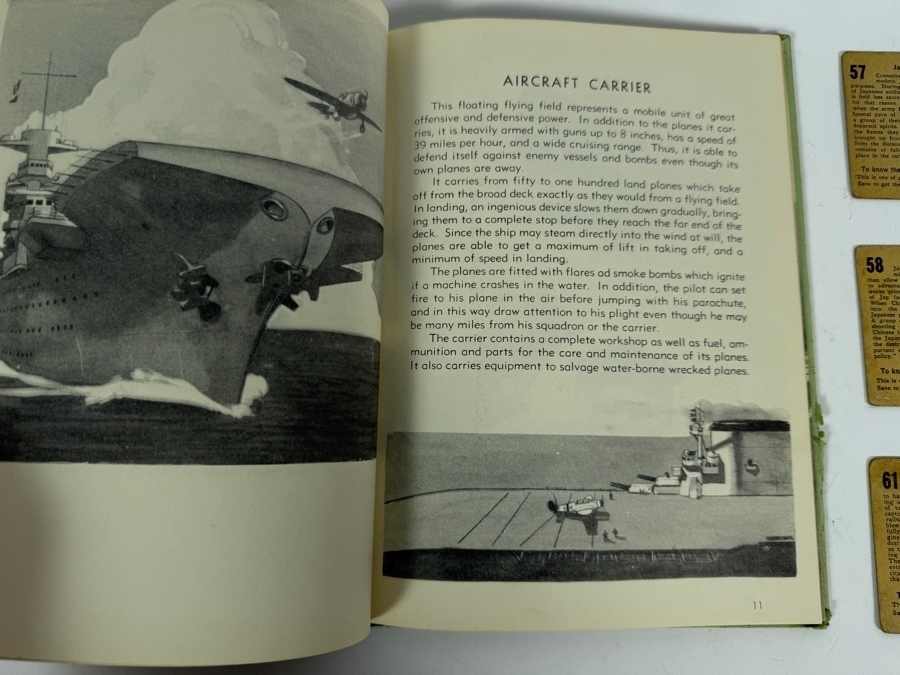 (3) 1938 'Horrors of War' Gum, Inc. Trading Cards and Vintage 1941 Our Navy's Striking Power Hardcover Book: Close-Ups of Its Latest Equipment by Leonard G. Winans and Illustrated by Robert Sherry [Photo 12]