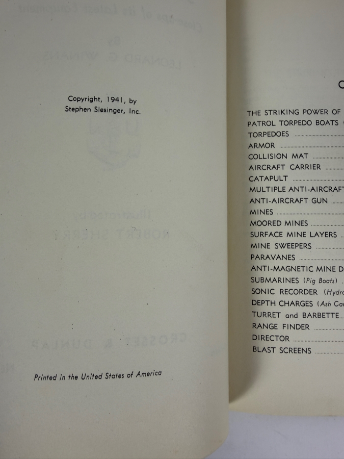 (3) 1938 'Horrors of War' Gum, Inc. Trading Cards and Vintage 1941 Our Navy's Striking Power Hardcover Book: Close-Ups of Its Latest Equipment by Leonard G. Winans and Illustrated by Robert Sherry [Photo 11]