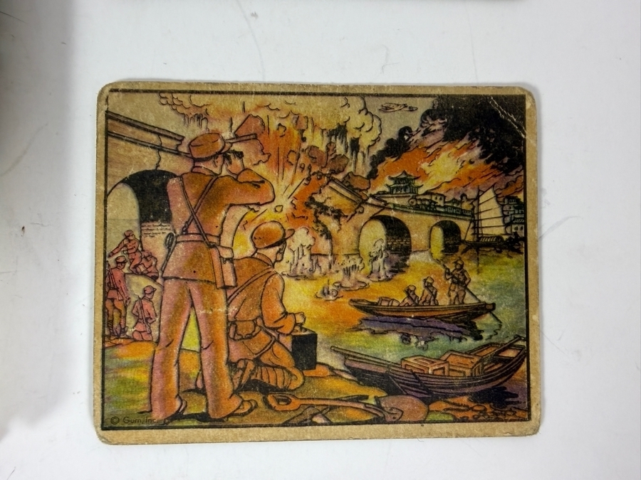 (3) 1938 'Horrors of War' Gum, Inc. Trading Cards and Vintage 1941 Our Navy's Striking Power Hardcover Book: Close-Ups of Its Latest Equipment by Leonard G. Winans and Illustrated by Robert Sherry [Photo 4]