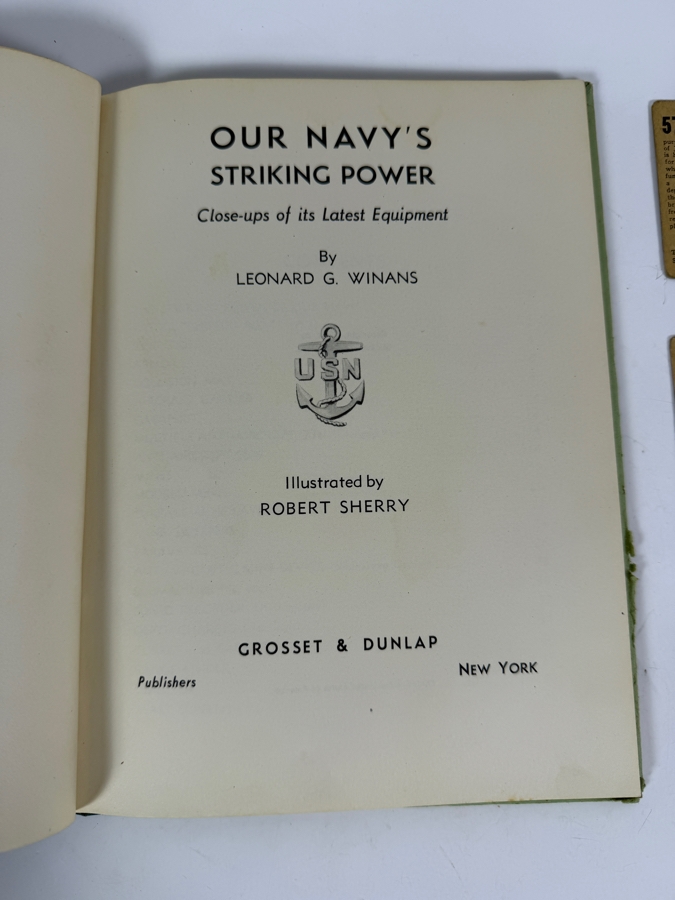 (3) 1938 'Horrors of War' Gum, Inc. Trading Cards and Vintage 1941 Our Navy's Striking Power Hardcover Book: Close-Ups of Its Latest Equipment by Leonard G. Winans and Illustrated by Robert Sherry [Photo 10]