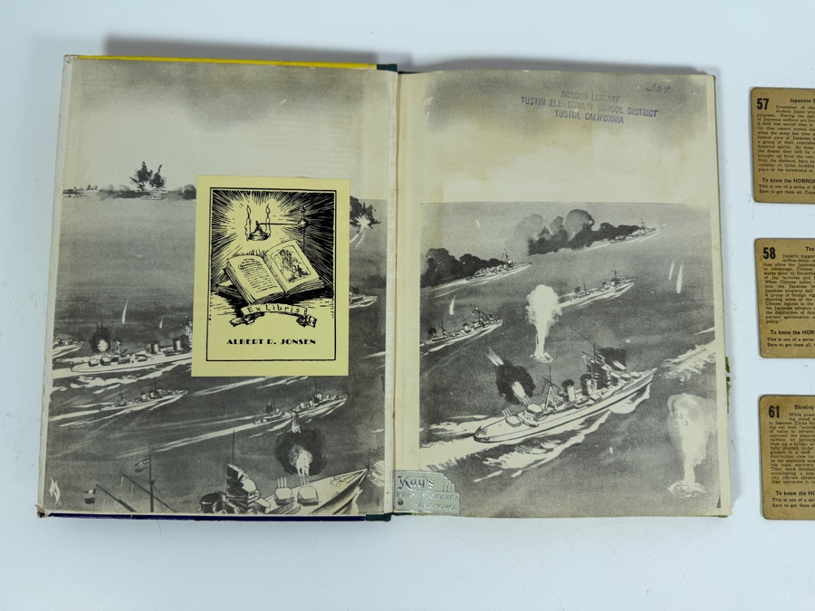 (3) 1938 'Horrors of War' Gum, Inc. Trading Cards and Vintage 1941 Our Navy's Striking Power Hardcover Book: Close-Ups of Its Latest Equipment by Leonard G. Winans and Illustrated by Robert Sherry [Photo 9]