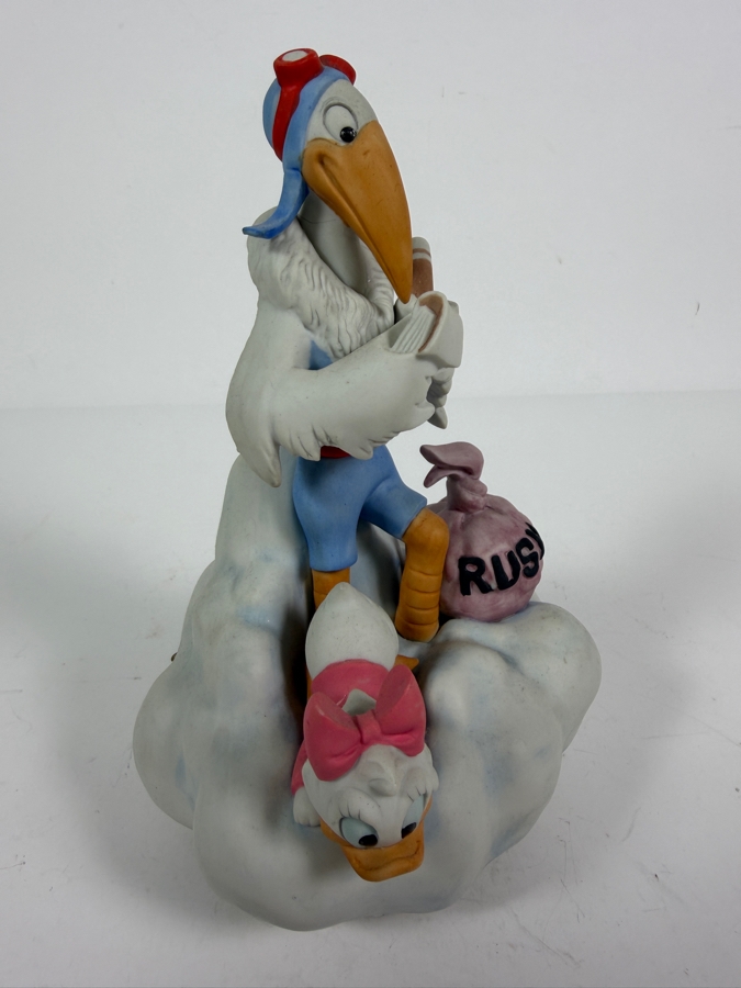 Vintage 1984 Goebel New Arrival Disney Music Box Featuring Baby Daisy Duck and a Stork 7'H [Photo 2]