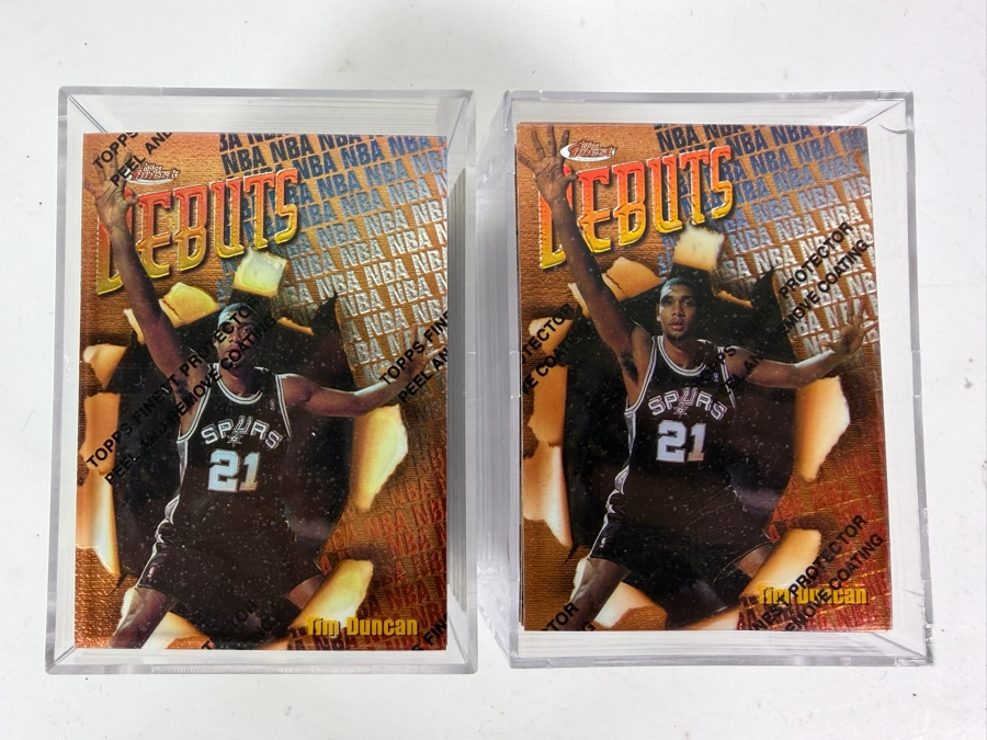 Collection of 1997 Topps Finest Refractor Basketball Rookie Cards with Protective Peel Including Tim Duncan, Tracy McGrady, Chauncey Billups Rookie Cards and More [Photo 2]