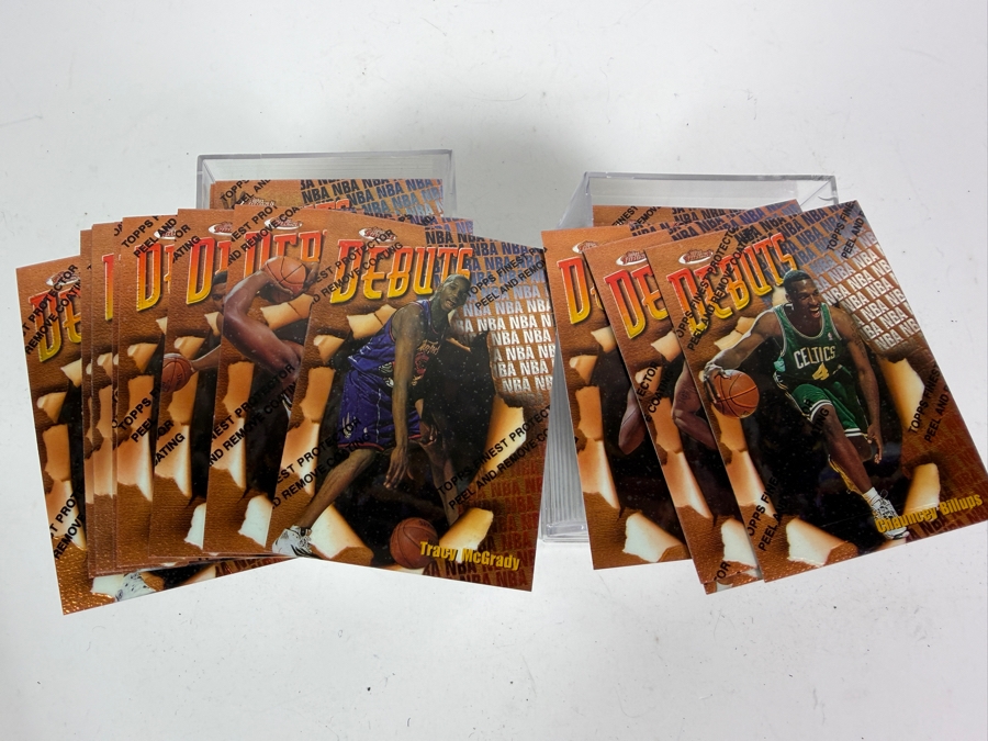 Collection of 1997 Topps Finest Refractor Basketball Rookie Cards with Protective Peel Including Tim Duncan, Tracy McGrady, Chauncey Billups Rookie Cards and More [Photo 3]