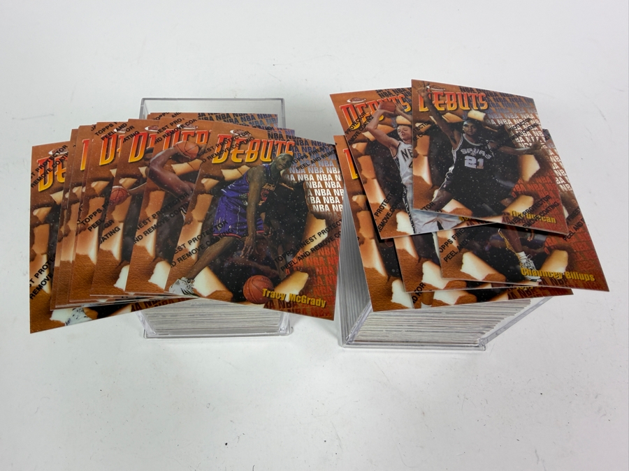 Collection of 1997 Topps Finest Refractor Basketball Rookie Cards with Protective Peel Including Tim Duncan, Tracy McGrady, Chauncey Billups Rookie Cards and More [Photo 4]