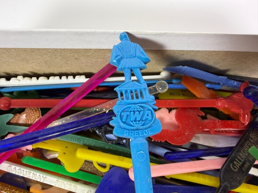 Collection of Vintage MCM Barware Plastic Swizzle Sticks from Vegas Casinos, the Disneyland Hotel, Airlines, Trader Vic's and More [Photo 10]