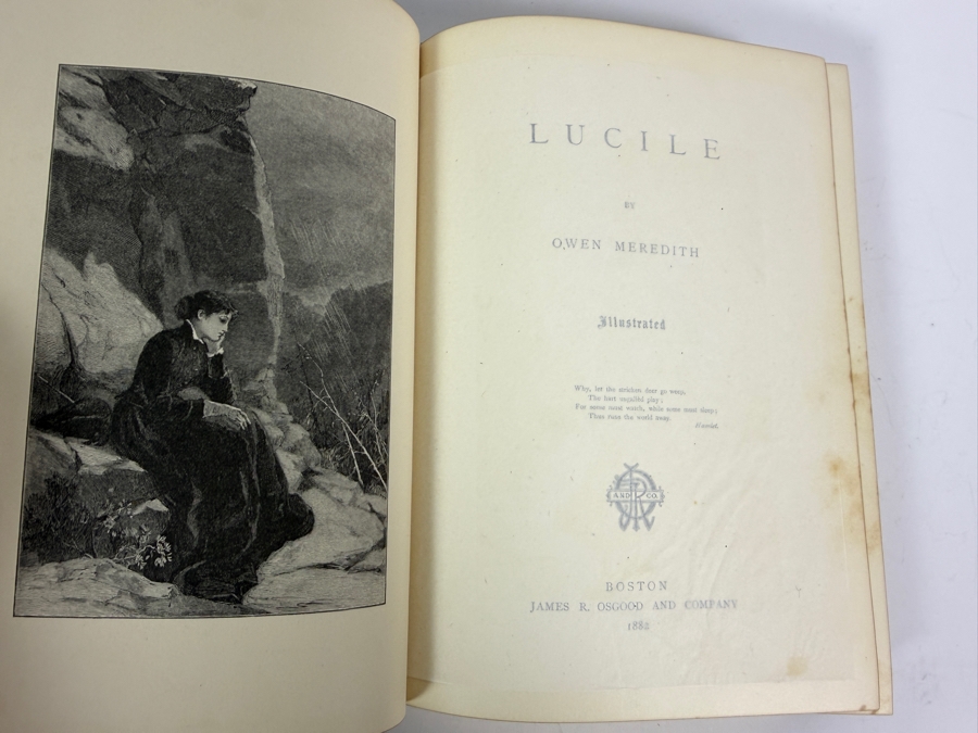 Antique 1882 Lucile By Owen Meredith Illustrated Hardcover Book With Pictorial Cloth Cover [Photo 3]