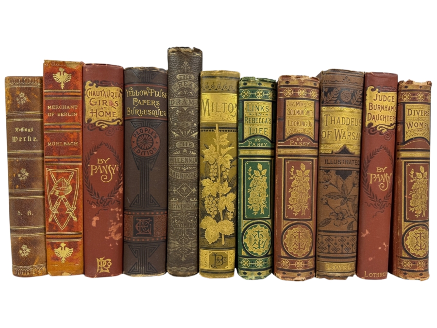 Collection Of Eleven Antique Victorian Hardcover Books Including Works By Pansy And Thaddeus Of Warsaw