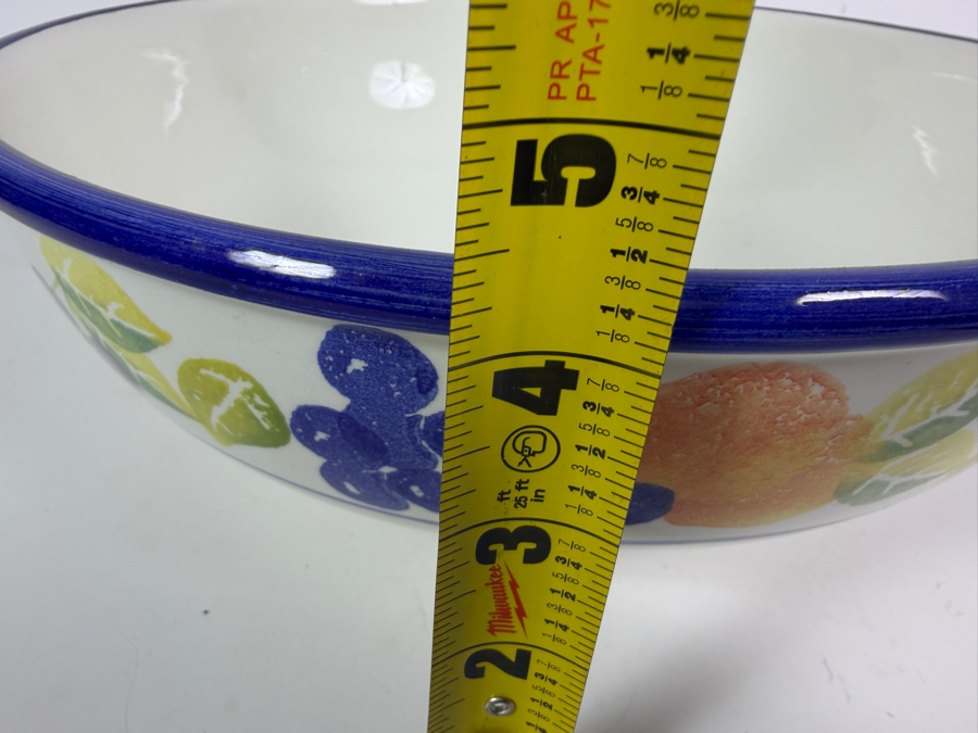 New Furio Made In Italy Hand Painted Fruit Pattern Large Ceramic Pasta Serving Bowl 12'W X 4.5'H [Photo 6]