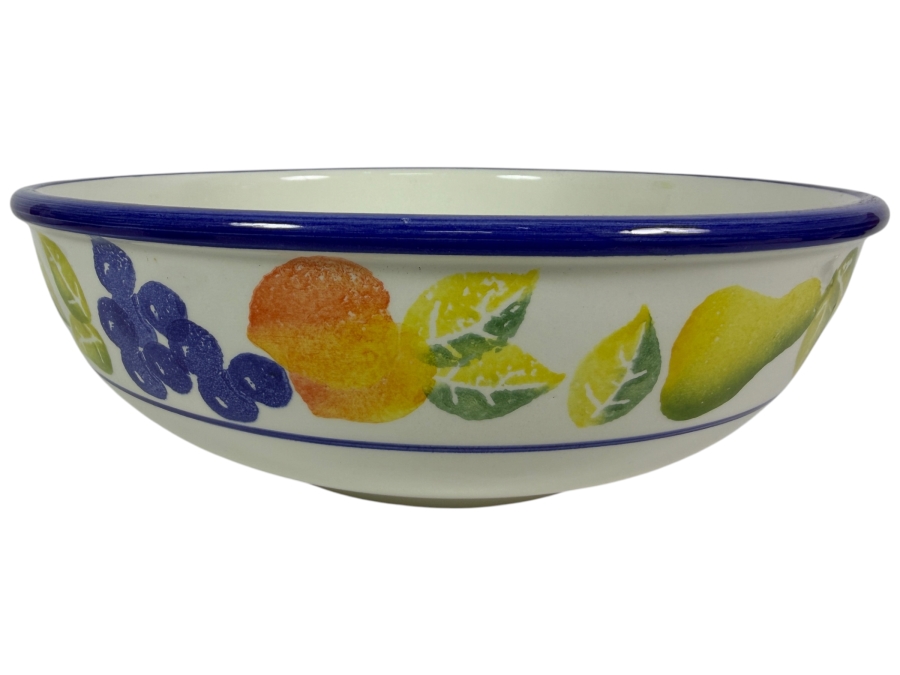 New Furio Made In Italy Hand Painted Fruit Pattern Large Ceramic Pasta Serving Bowl 12'W X 4.5'H