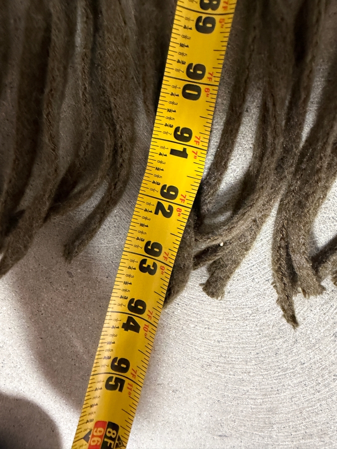 Anthropologie Olive Green Knit Winter Scarf With Long Fringed Trim 27' X 94' [Photo 4]