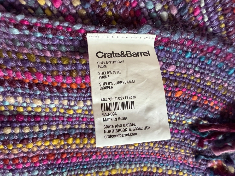 Crate And Barrel Multi Color Striped Flat Weave Throw With Fringed Trim 40' X 70' [Photo 2]