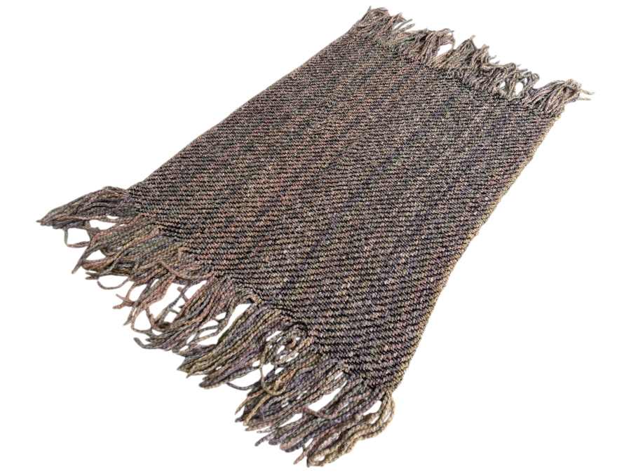 Kennebunk Weavers Variegated Chunky Knit Fringe Throw Blanket With Long Border Fringe 40' X 72'