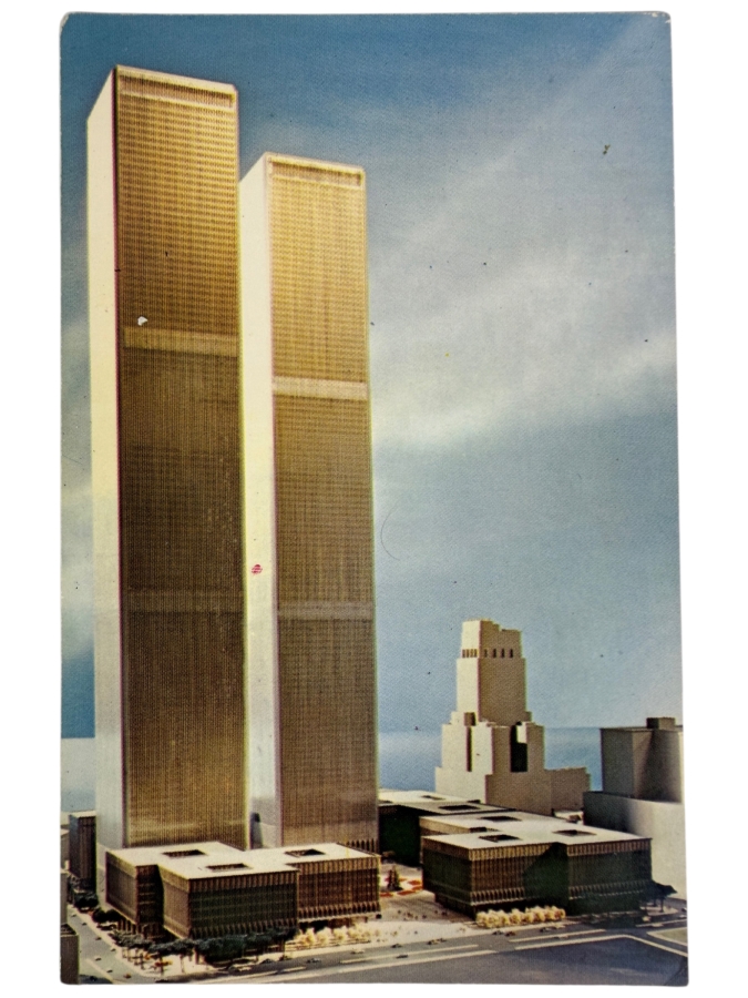 Vintage World Trade Center NYC Under Construction Postcard
