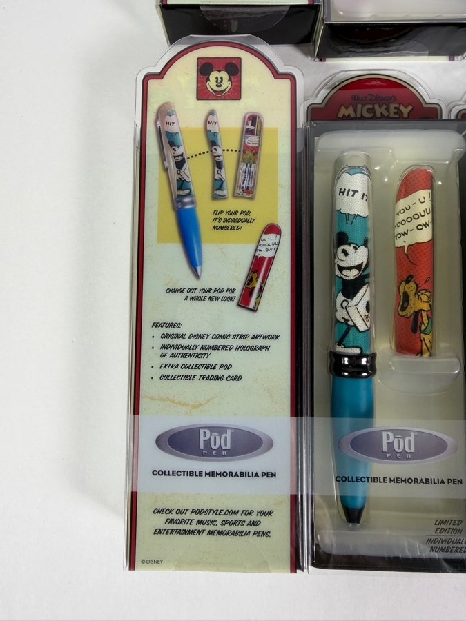 Collection of (8) New Old Stock Disney's Mickey Mouse Limited Edition Pod Pens by The CDM Company 2004 [Photo 7]