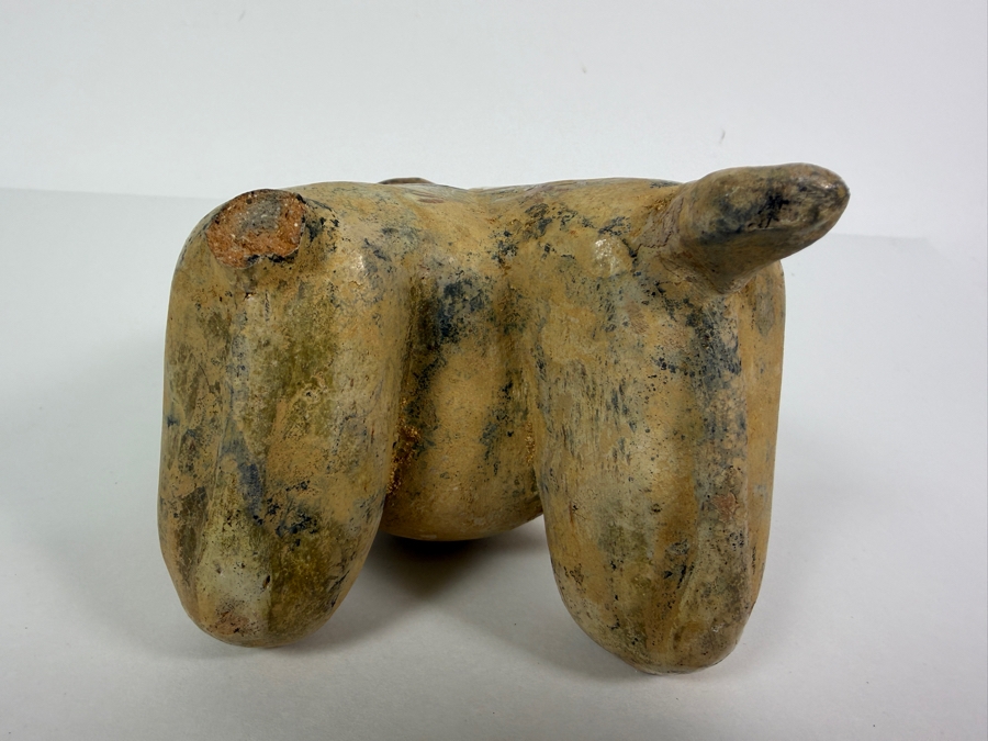 Antique Pre Columbian Jalisco Ameca Style Seated Pregnant Female Terracotta Figurine With Body Paint Ornamentation And Open Crown Aperture 9'H [Photo 8]