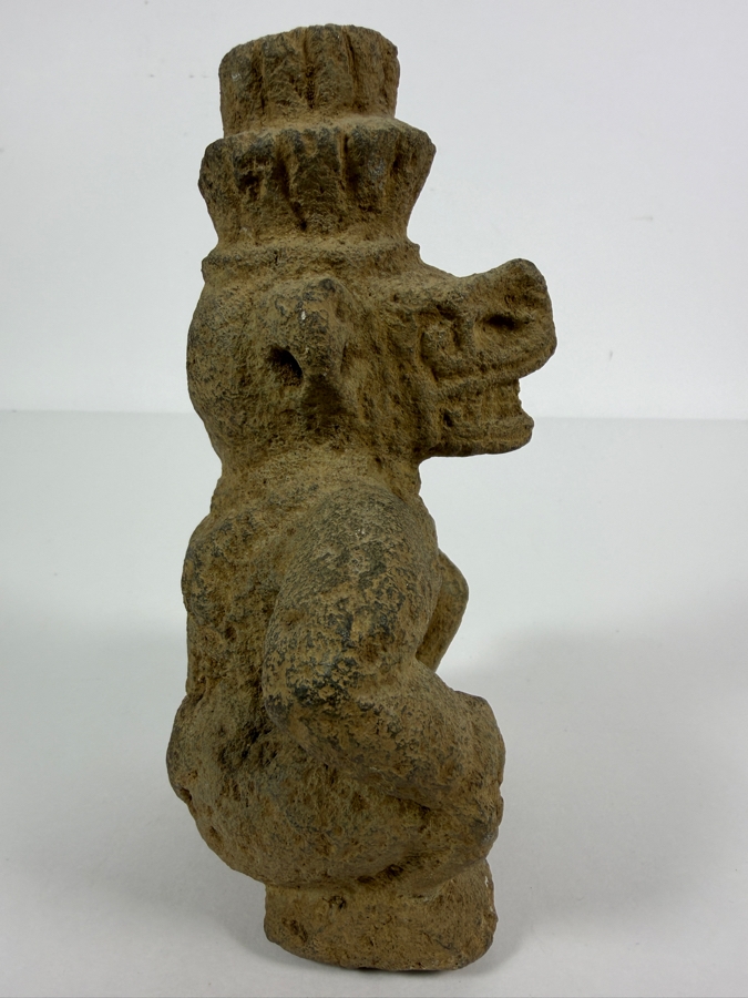 Antique Pre Columbian Costa Rica Atlantic Watershed Volcanic Stone Squatting Anthropomorphic Shaman Sukia Figure 6.5'H [Photo 9]