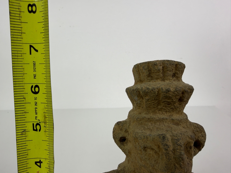 Antique Pre Columbian Costa Rica Atlantic Watershed Volcanic Stone Squatting Anthropomorphic Shaman Sukia Figure 6.5'H [Photo 12]